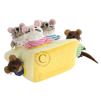 Alternative view of Mouse Family in Cheese Finger Puppet Set