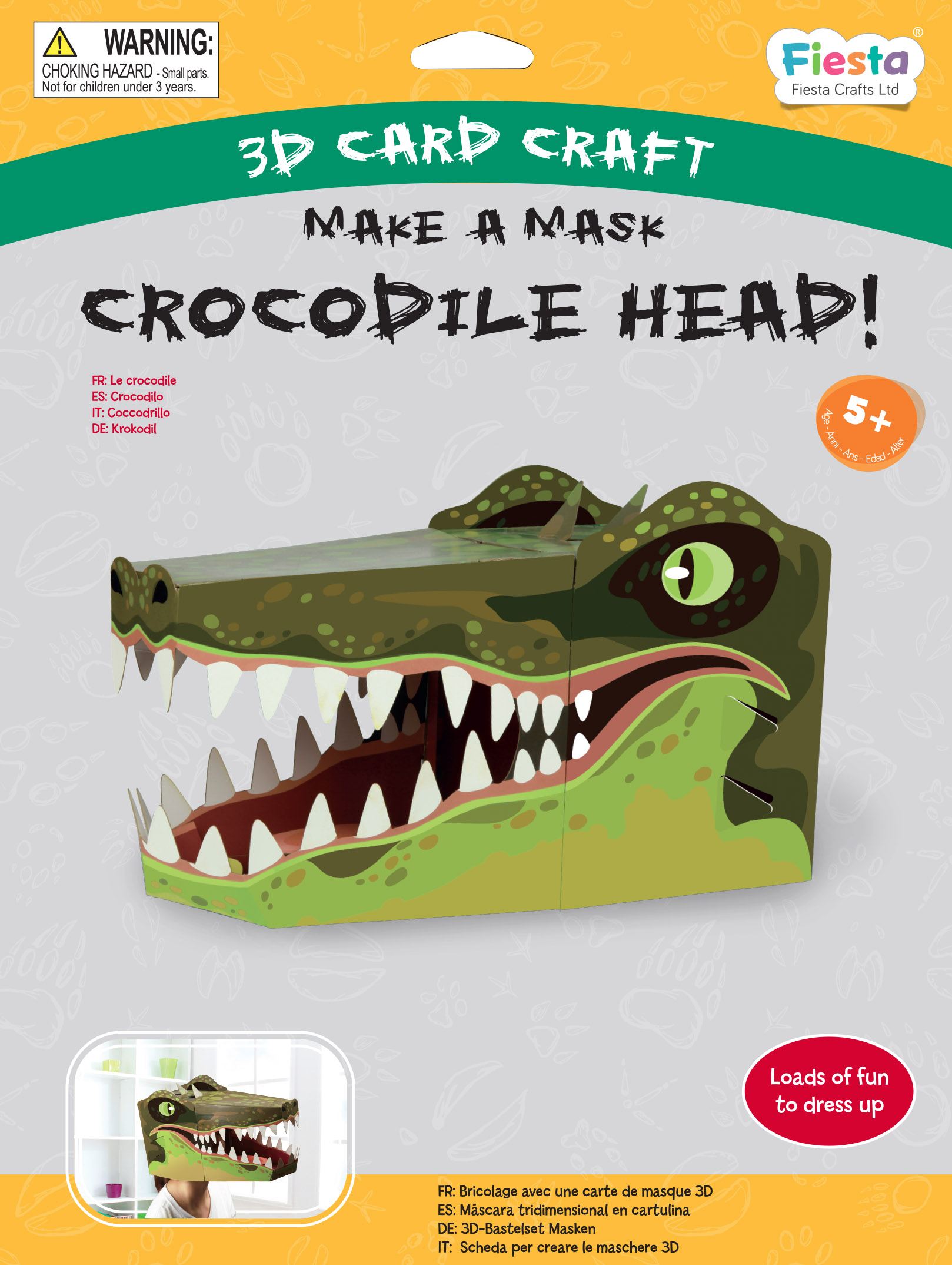 Crocodile Head 3D Mask