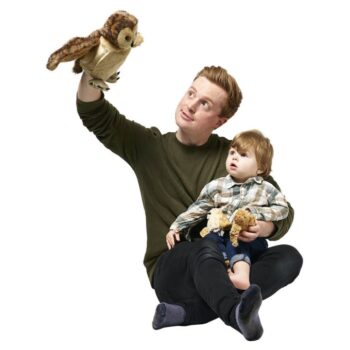 Alternative view of Tawny Owl with 3 babies Finger Puppet Set